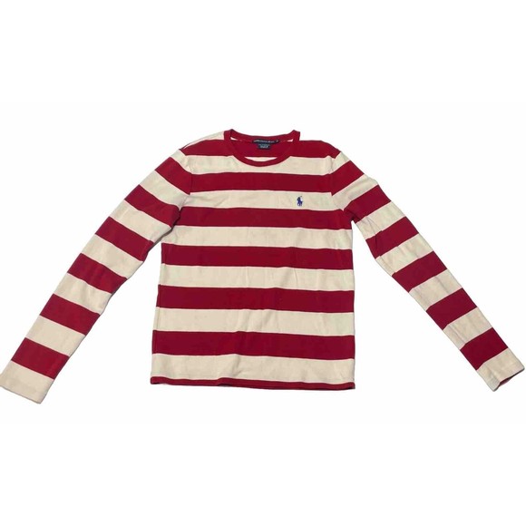Ralph Lauren Sport Youth XL Cream Red Striped Pullover Shirt Top Size - Picture 2 of 7